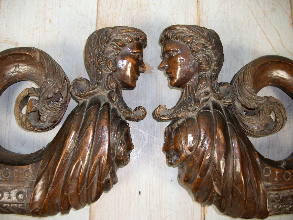 18th century walnut carvings